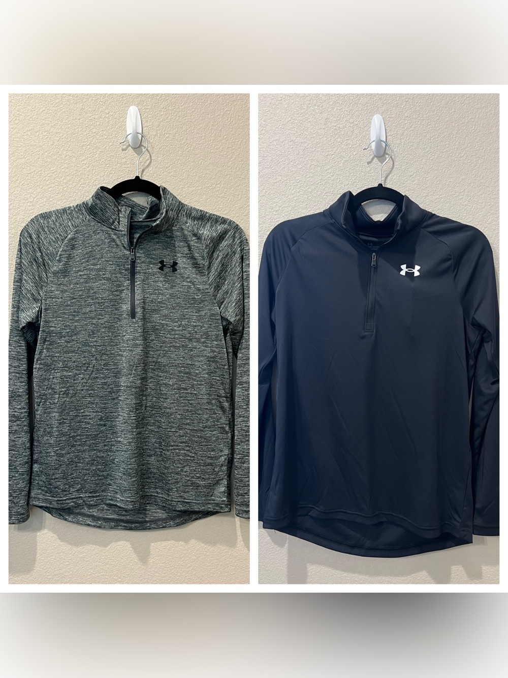 Under Armour Boy’s Heather Gray & Black Quarter-Zip Tops - Youth Large